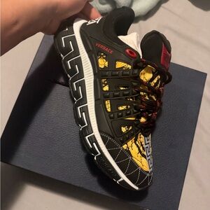 Versace Black and Yellow Athletic Shoes